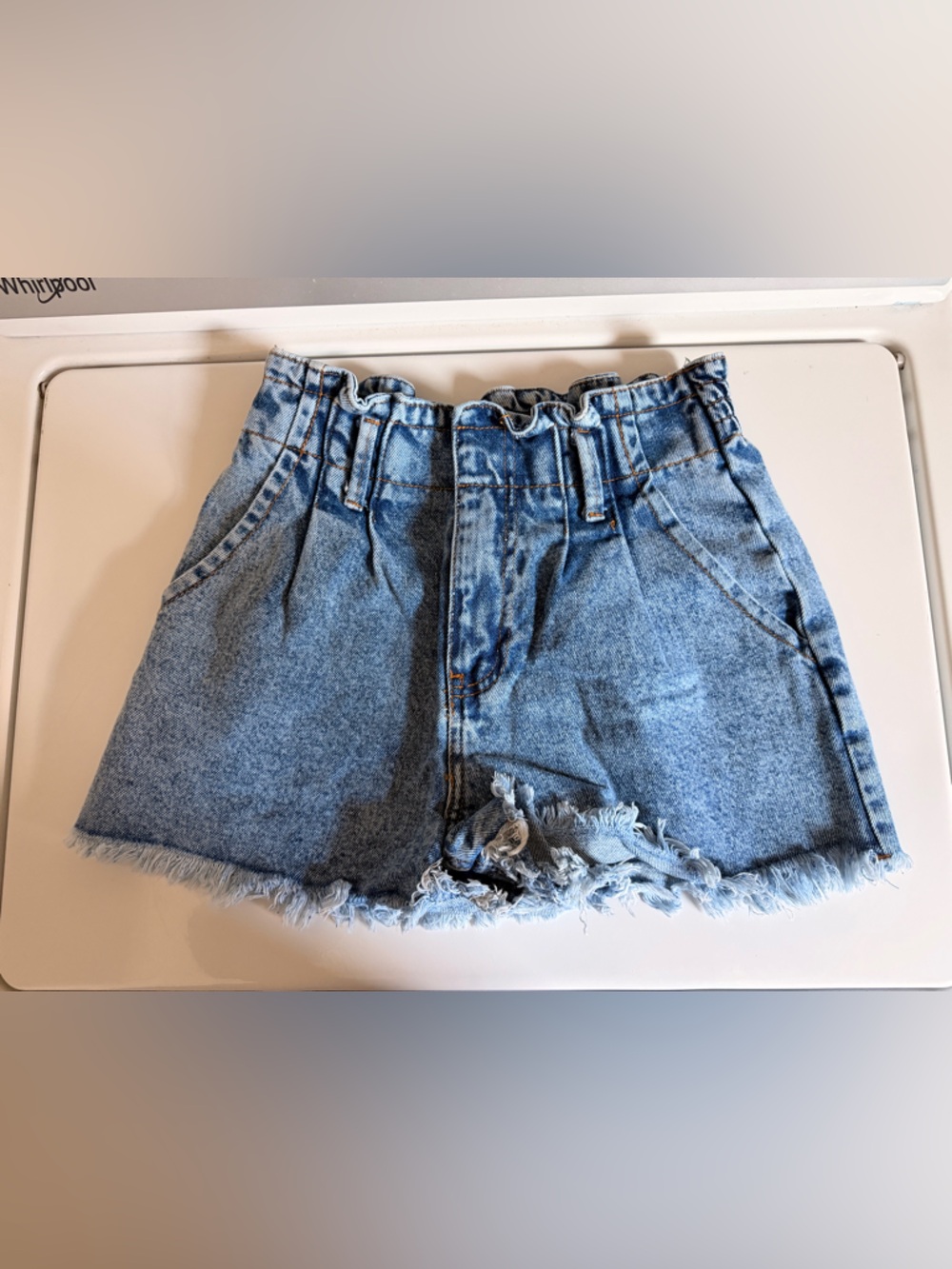 Forever 21 Light Blue Ruched Denim Waistband